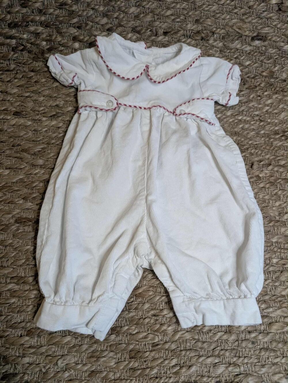 Anvy Kids Long Bubble size 3 Months White Red Longall Boutique Cotton